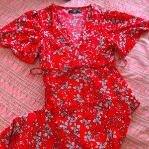 Missguided deep v wrap maxi dress, size 2